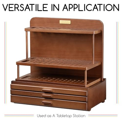 MEEDEN PRO Wood Artist Supply Storage Box - 3 Drawers Art Supply Storage Box - Solid Beech Wood Art Organizer Box - Portable Storage Box for Pastels Pencils Brushes Paints Markers