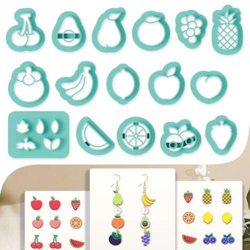 beinkmake 17Pcs Fruit Polymer Clay Cutters Clay Earrings Cutters Pineapple Banana Orange Polymer Jewelry Cutter for Earrings Making Birthday Party DIY Supplies - style: Fruit