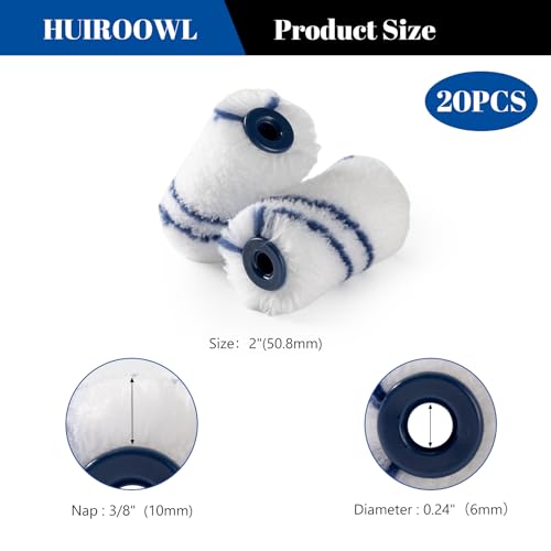 20 Pack 2 Inch Microfiber Paint Roller (3/8 Inch Nap), Small Paint Roller Covers, Suitable for Repairing Mini Paint Rollers on Walls, Doors, Cabinets and Window Edges - size: 2 Inch Paint Roller Kit, 20 Pack