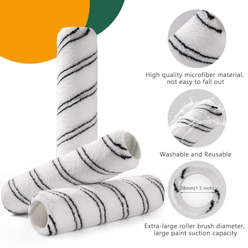 Paint Roller, 20 Pack Microfiber Paint Roller Covers 9 Inch, Large 9 Inch Paint Rollers for Painting Walls, Covers for Paint Roller Kit - color: 9 inch paint roller 20 pack