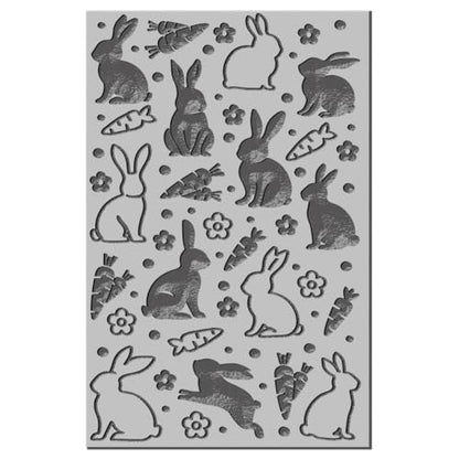 CHGCRAFT Easter Rabbit Polymer Texture Sheets Bunny Carrot Flowers Animals Rubber Texture Stamp Sheets Clay Texture Mat for Making Earrings Jewerly Polymer Clay Earrings Tools - style: Rabbit and Carrot