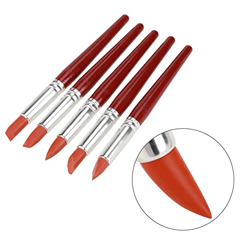 5Pcs Silicone Clay Sculpting Tool, Sculpting Silicone Brush for Color Shaping Modeling Pottery Rubber