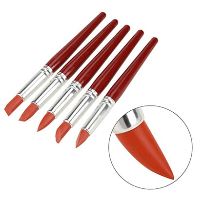 5Pcs Silicone Clay Sculpting Tool, Sculpting Silicone Brush for Color Shaping Modeling Pottery Rubber