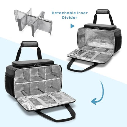 GRAOSO Marker Storage Bag Marker Case Organizer Hold up to 216 Markers, Carrying Case with Shoulder Strap and Handle, with Dividers and Easy Cleaning Liner (Markers Length up to 5.1"/13 cm), Grey