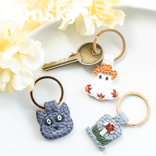 Tainsky Halloween Shapes Keychain Polymer Clay Cutter, 10 Shapes Fall Polymer Clay Keychain Cutters (B) - color: Keychain-B