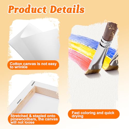 ESRICH Small Stretched Canvas for Painting 6x6 inch, 2/5''Profile Art Primed 6 Pack Canvases for Painting, Cotton Small Professional Blank Paint Canvas for Kids and Art Supplies, for Acrylics, Oils. - size: 6x6in-6Pack