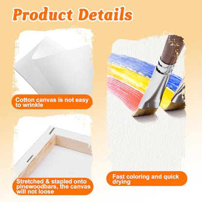 ESRICH Small Stretched Canvas for Painting 6x6 inch, 2/5''Profile Art Primed 6 Pack Canvases for Painting, Cotton Small Professional Blank Paint Canvas for Kids and Art Supplies, for Acrylics, Oils. - size: 6x6in-6Pack