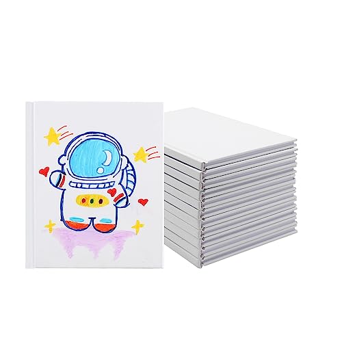 zmybcpack 12 Pack Small White Hardcover Blank Book 4.3x5.5 inch, Hardcover Blank Book for Kid to Write Stories, Draw Sketchbooks (White, 22 Sheets/ 44 Pages Each - size: 4.3x5.5 "(12 pack)