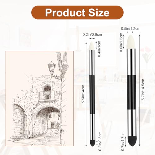 6 Pcs Artist Blending Sponge Pen Dual Tip Reusable Drawing Art Soft Pastel Blending Tools Washable Rubbing Sponge Brush Sketch Wipe for School Student Professional Sketch Lightening Highlight