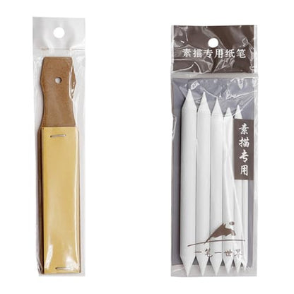 3/6PCS Artist Blending Stump and Tortillion Art Blender Set Sandpaper Pencil Sharpener for Student Sketching Drawing Sketching Paper Eraser - color: Sketch Pencil Sandbo