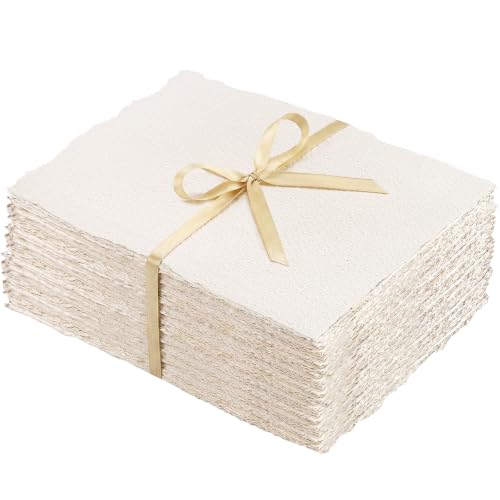 100 Sheets Watercolor Paper 9x12 inch, 300 GSM Deckled Edge Paper Rough/Textured Handmade Paper for Watercolors, Wedding Invitations, Cards, Crafts - size: 9 x 12inch