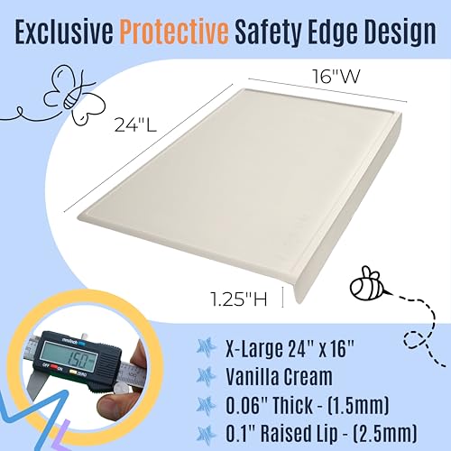 Silicone Craft Mat for Painting, PlayDoh and Art Projects with Angle-Protective Safety Edge – Toddlers & Kids Placemat – Non-Slip & BPA-Free Food Mat – 1.5mm Thick, 24"x16", Vanilla Cream - color: Vanilla Cream, size: 24"L x 16"W