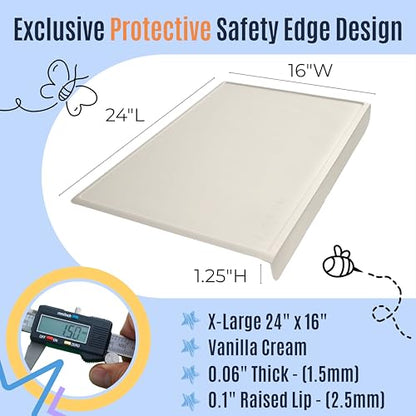 Silicone Craft Mat for Painting, PlayDoh and Art Projects with Angle-Protective Safety Edge – Toddlers & Kids Placemat – Non-Slip & BPA-Free Food Mat – 1.5mm Thick, 24"x16", Vanilla Cream - color: Vanilla Cream, size: 24"L x 16"W