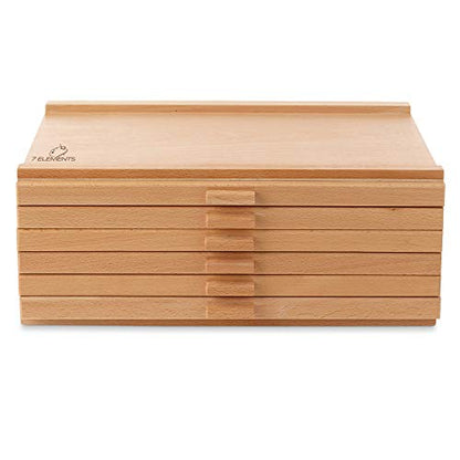 7 Elements 6 Drawer Wooden Artist Storage Supply Box for Pastels, Pencils, Pens, Markers, Brushes and Tools - size: 6-Drawer