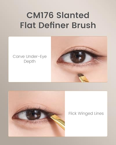 Desert Oak Series Aegyo-Sal Brush Duo - Under-Eye Highlight & Contour Set with Pony Hair, Bubinga Handle (CM175 + CM176) - color: CM-0175+CM-0176, size: 2 Piece