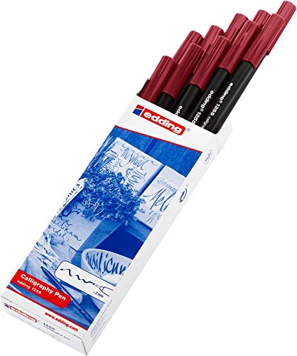 edding Fibers e-1255 Calligraphy Pencils, tip 2 mm, Purple (10 Pieces) - color: 05: 10 Pens - Crimson Lake