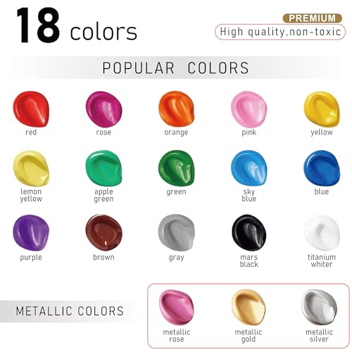 REALART Large Acrylic Paint Set (8.45oz / 250ml) Bulk Acrylic Paint Bulk Art Supplies For Canvas Painting