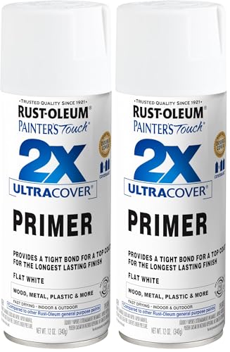 Rust-Oleum 249058 Painter's Touch 2X Ultra Cover, 12 Fl Oz , Flat White Primer, 12 Ounce (Pack of 2) - color: Flat White Primer, size: 12 fluid ounce (Pack of 2)