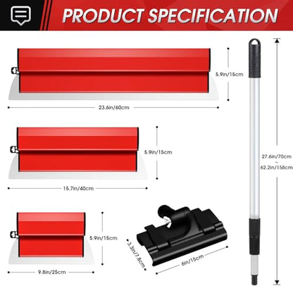 suokoun Drywall Skimming Blade Set, 10, 16 & 24 Inch Skimming Blade with 28-62 Inch Extension Handle, Professional Drywall Finishing Tools for Drywall/Wallboard - size: 10+16+24inch