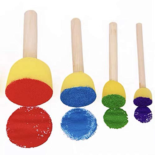 Round Foam Brush 28 Piece Set 0.5''x7 0.75''x7 1''x7 +1.5''x7, Round Sponge Brush for Painting, Soft & Disposable & Washable - size: Assorted 28Pc