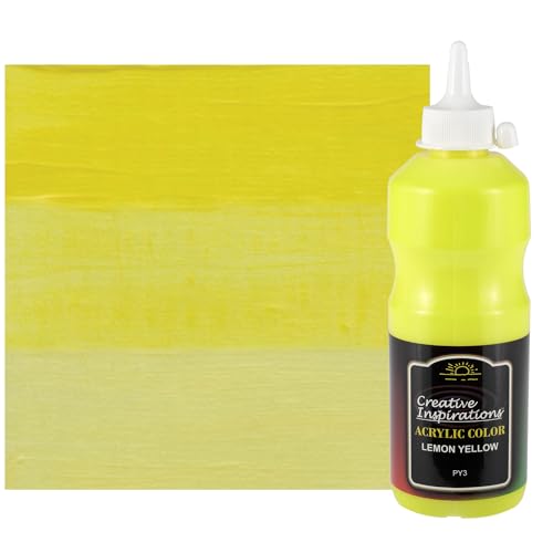 Creative Inspirations Acrylic Paint - Lemon Yellow - 500 mL Bottle - Smooth & Creamy Consistency, Vibrant Pigmentation, Great Coverage for Artists - Clean Up with Soap & Water - color: Lemon Yellow, size: 16.91 Fl Oz (Pack of 1)