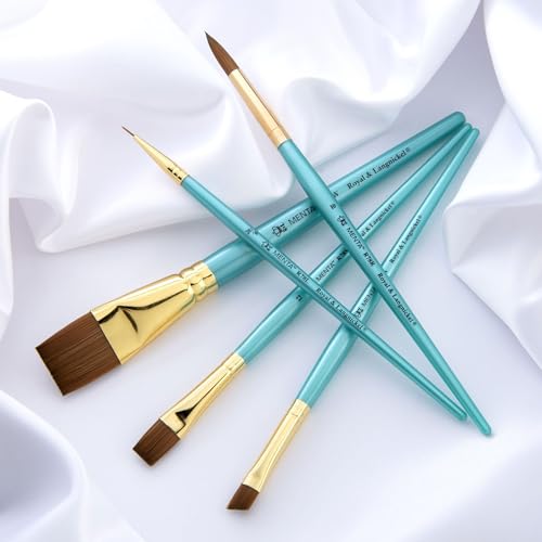 Royal & Langnickel Menta, 5pc Shader Variety Brush Set, Includes - Wash, Round, Shader, Angular & Liner Brushes Teal - style: SHADER VARIETY
