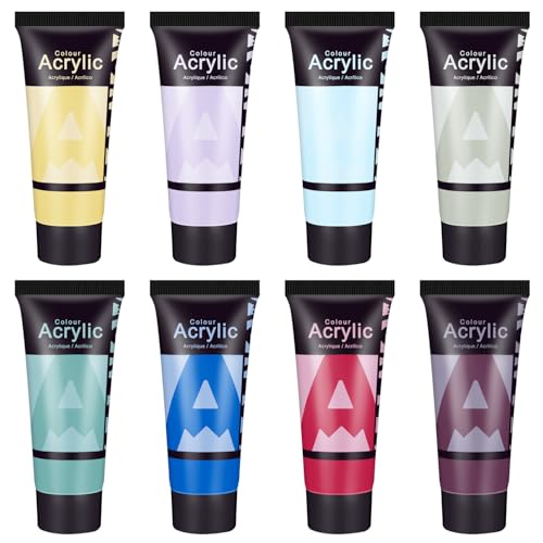 AUREUO Retro Acrylic Paint Set – 8 Vintage Colors x 0.71 Fl Oz/21ml Tubes, Muted Tones for Canvas, Wood, Terra Cotta, Air Clay, Pots & Frames, Non-Toxic High Pigment Art Supplies for DIY Crafts, Home Decor, Gifts for Artists - color: 8 Retro Colors, size: