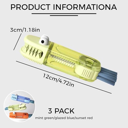 3PCS Cup Lid Cleaning Brush, 3 in 1 Cup Lid Gap Cleaning Brush Set, Bottle Cleaning Brush for Tight Spaces Multifunctional Portable Cup Lid Cleaner Home Kitchen Cleaning Tools (Crocodile) - color: Crocodile