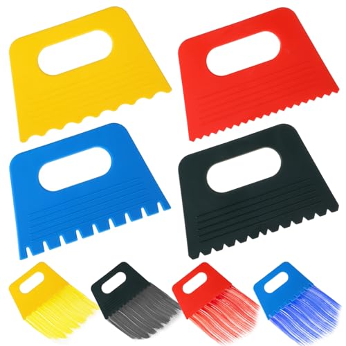 4 Pack Textured Art Tools for Plaster Plastic Paint Scraper Tool, Art Paint Scraper Kit DIY Graffiti Oil Painting and Drawing Play for Texture Arts on Canvas Putty Pottery Acrylic