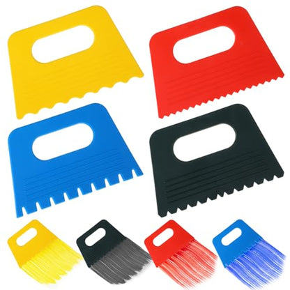 4 Pack Textured Art Tools for Plaster Plastic Paint Scraper Tool, Art Paint Scraper Kit DIY Graffiti Oil Painting and Drawing Play for Texture Arts on Canvas Putty Pottery Acrylic