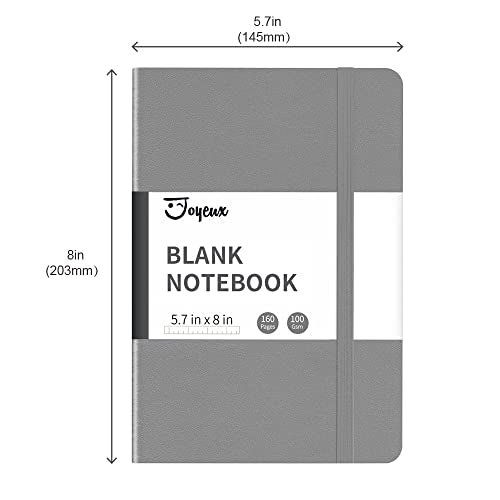JOYEUX Blank Journal Notebook, A5, 160 Pages 100 Gsm Thick Sketch Books Hardcover Journal for Writing, 5.7 inches x 8 inches Notebooks for Work (Dark Grey) - color: Dark Grey
