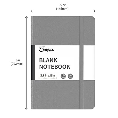 JOYEUX Blank Journal Notebook, A5, 160 Pages 100 Gsm Thick Sketch Books Hardcover Journal for Writing, 5.7 inches x 8 inches Notebooks for Work (Dark Grey) - color: Dark Grey
