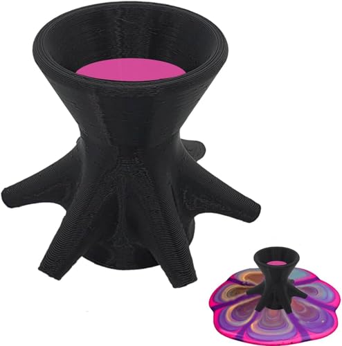1Pc Black Flower Pouring Cup,Painting Funnel,7 Legs PainttDispenser,Reusable Floral Pattern Paintt Diverter Tool for DIY Making Pour Painting Supplies,Art Paints,Painting, Drawing and Art Supplies