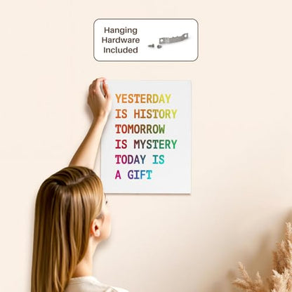 3dRose YESTERDAY IS HISTORY TOMORROW IS MYSTERY TODAY IS A GIFT Museum Grade Canvas Wrap 11x14 - size: 11"L x 14"W