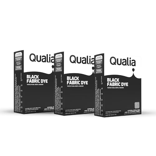 Qualia All Purpose Powder Fabric Dye, Easy to Use Dye for Natural Fabrics: Cotton, Wool, Silk, Wood, & Linen, Ultra Concentrated Colors, Black, 3 Pack - color: Black, size: 3
