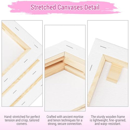 Stretched Canvases for Painting, 5x7 Inch Painting Supplies for Artists, Blank Canvas Pack, 12-Pack for Acrylic, Oil and Gouache Paints - size: White-5×7