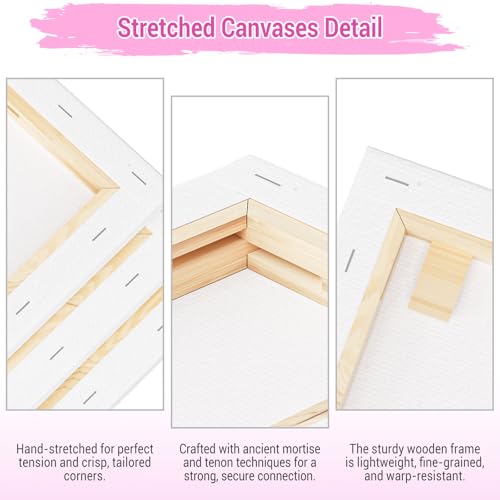 Stretched Canvases for Painting, 4X4/5X7/9X12/12X16 Inch Set of 12 Painting Supplies for Artists, Blank Canvas Pack,for Acrylic, Oil and Gouache Paints - size: White-4×4-3,5×7-3,9×12-3,12×16-3