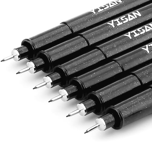 YISAN Ultra Fine Tip Pens Black 01,Extra Fine Point Writing Ink Pens,0.25mm No Bleed Thin Art Markers for Drawing,Bible,Manga,6 PCS,70320 - color: Black, size: 1 Count (Pack of 6)