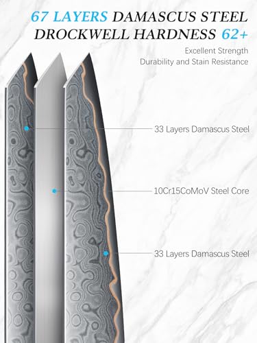 HOSHANHO Damascus Paring Knife 4 Inch, 67-Layer Damascus Steel Professional Small Kitchen Knives, Ultra Sharp Fruit Knife with Ergonomic Blue Resin Stabilized Wood Handle and Wood Gift Box - size: 4"