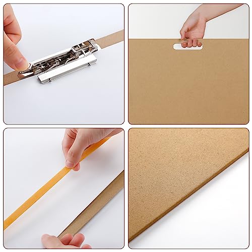Lincia 4 Pcs Artist Sketch Tote Board with Clips Handle Rubber Band, 5 mm Thickness Drawing Painting Clipboards Large Portable Lightweight Brown Pad for Class Artists Student (13 x 17 Inch) - size: 13 x 17 Inch