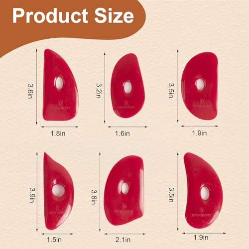 DIYOOHOMY Pottery Ribs for Pottery Tools and Clay Tools, Soft Silicone Ceramic Supplies Kit for Shapes Sculpting,Mud,Trimming,Throwing (6) - color: red-6