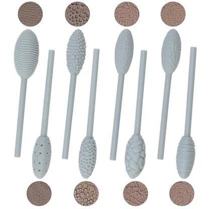 9 Pcs Clay Texture Roller Set, Oval Pattern Tools for Polymer Clay | 9 single-head oval rollers with modeling sticks for polymer clay, pottery, ceramics, clay jewelry and surface patterns.