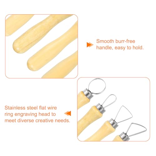 HARFINGTON 10pcs Clay Sculpting Tools Wooden Handle Stainless Steel Head Crafts Modeling Kit Pottery Carving Trimming Set for Shaping Cutting Decoration Embossing