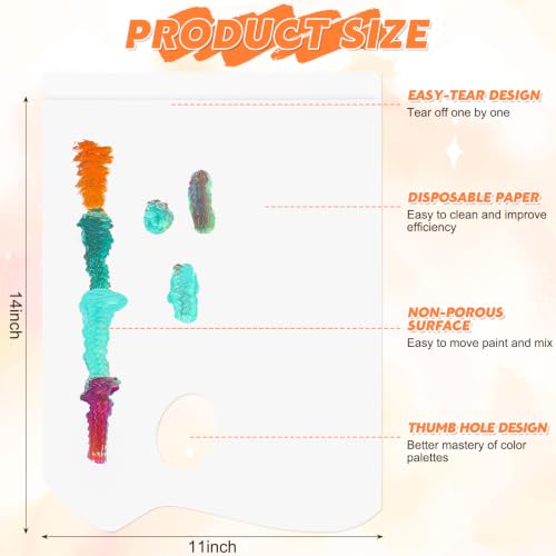 Palette Paper Pad, 11"x14" Disposable Paint Palette Paper, 40 Heavyweight Sheets (120gsm/73lb) for Oil, Acrylic, Watercolor - Mixing Palette Pad with Tear-Off Design - size: 11 x14 inch