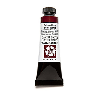 Daniel Smith 284600087 Extra Fine Watercolor 15ml Paint Tube, Quinacridone, Burnt Scarlet, 0.5 Fl Oz (Pack of 1) - color: Burnt Scarlet