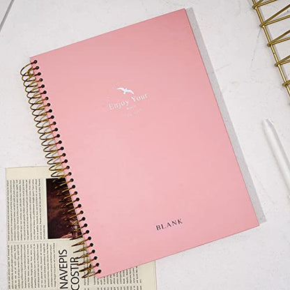 FLYING EAGLE Blank Spiral Notebook Journal 8.5 x 11, 210 Pages Hardcover Sketchbook for Drawing, Pink - color: Pink, size: blank page