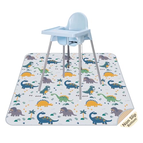 Splat Floor Mat for Under High Chair/Arts/Crafts by CLCROBD, 51" Waterproof Anti-Slip Food Splash Spill Mess Mat, Washable Portable Picnic Mat and Table Cloth - color: Dinosaur
