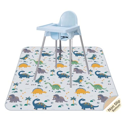 Splat Floor Mat for Under High Chair/Arts/Crafts by CLCROBD, 51" Waterproof Anti-Slip Food Splash Spill Mess Mat, Washable Portable Picnic Mat and Table Cloth - color: Dinosaur