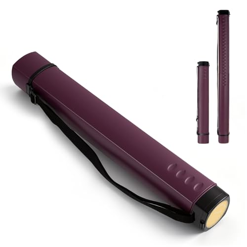 DEWEL Adjustable Poster Tube 24.5"-42", Waterproof Plastic Document Storage Tube Telescoping Carrying Case, Light Resistant Drawing Tube Painting Picture Tube Holder (Burgundy-Large Size) - color: Burgundy (Polygon), size: Large