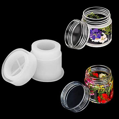 4 Style DIY Jewelry Resin Casting Molds Bottle Storage Jar With Lid Crystal Epoxy Mold Kit Handmade Craft Aromatherapy Candle Making Tool Clear Silicone Plaster Clay Mould (Cylinder Bottle) - color: (Cylinder Bottle)